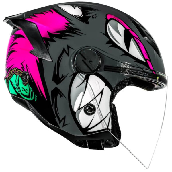 Capacete Norisk Neo Hyena (Aberto) Cinza/Rosa