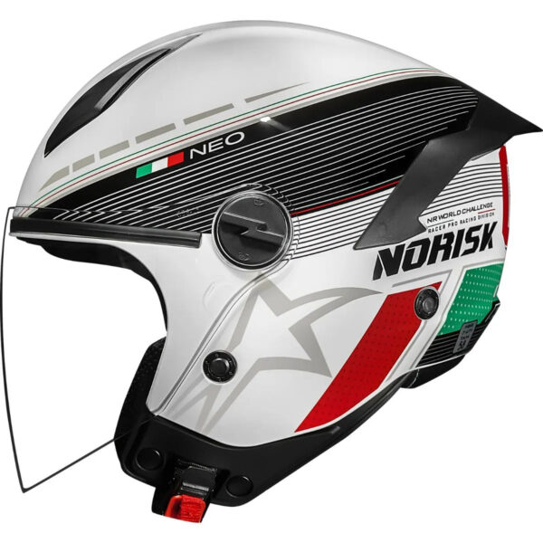 Capacete Norisk Neo Grand Prix Italy (Aberto) Preto/Branco Brilho - Image 5