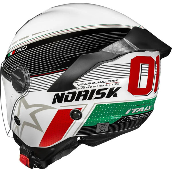 Capacete Norisk Neo Grand Prix Italy (Aberto) Preto/Branco Brilho - Image 3