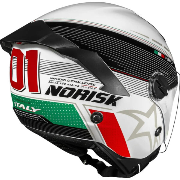 Capacete Norisk Neo Grand Prix Italy (Aberto) Preto/Branco Brilho - Image 2