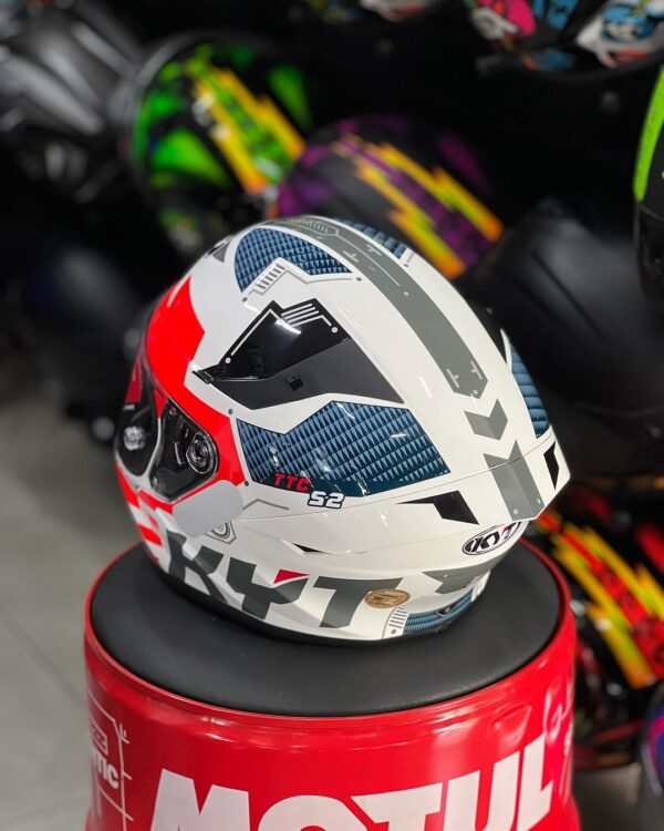 Capacete KYT TT Course Grand Prix Azul/Vermelho - Image 3