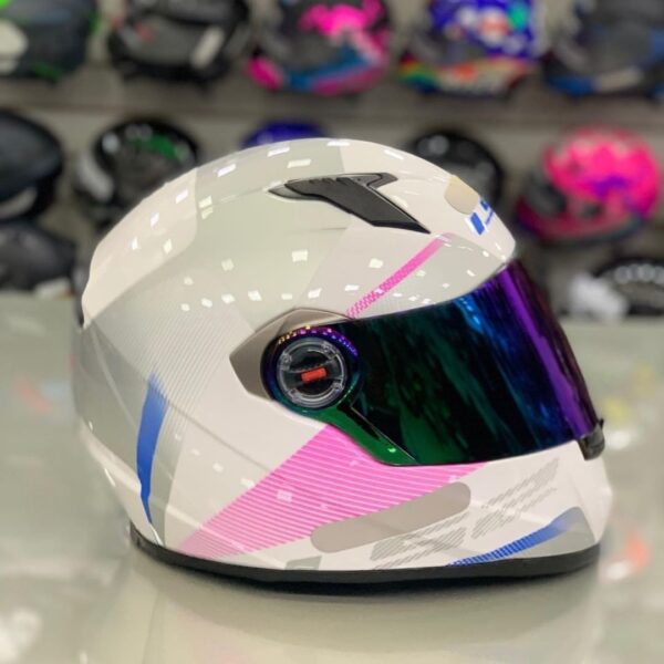 Capacete Ls2 Ff358 Tyrell Branco Violeta