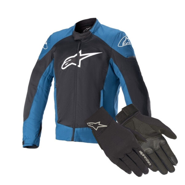 Jaqueta Alpinestars T-SPX Super Air Preta/Azul + Luva Alpinestars Reef - Image 2